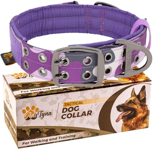 ADITYNA Heavy Duty Purple Dog Collar for Medium Dogs with Traffic Handle