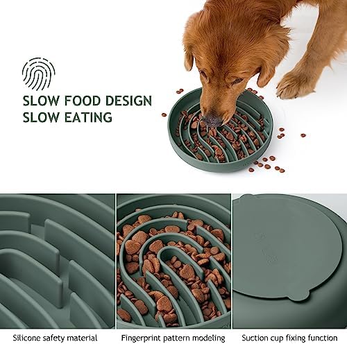 Coomazy Slow Feeder Dog Bowls, Silicone Anti Choking Puzzle Dog Food Bowl