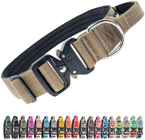 TSPRO Tactical Dog Collar, Heavy Duty Quick Release Metal Buckle and Handle