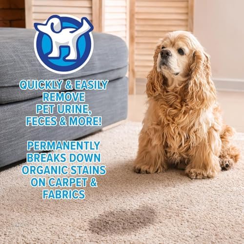 Pet Stain + Odor Eliminator - 32 oz Spray Bottle - Professional Strength Advanced Formula Tackles Biological Messes on Fabric, Carpet, and More