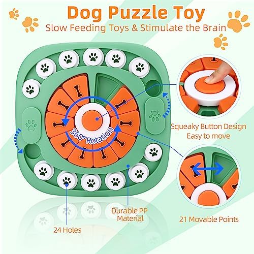 Dog Toys for Boredom and Stimulating, Mentally Stimulating Toys, Puzzle Large Dogs, Puzzles Smart Treat Dispensing Enrichment Dogs Green, Level 3-Green
