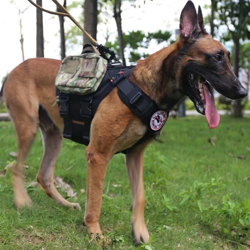 ICEFANG No Pull Tactical Dog Harness for Large Dogs,Adjustable Dog Vest