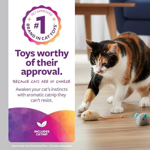 SmartyKat (3 Count) Skitter Critters Catnip Cat Toys - Gray/Cream, 3 Count