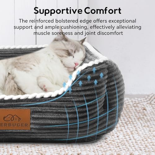 Zerbuger 20in Grey Rectangle Cat Dog Bed Machine Washable Sleeping Sofa