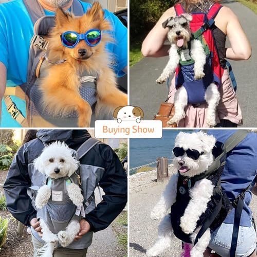 Dog Backpack Carrier Small Dog Backpack, Pet Dog Front Backpack Legs Out Chest Carrier for Small Dogs, Cat Backpack Carrier Dogs Travel Back Pack Hands-Free Hiking Bike Motorcycle (Size:11–19 lbs)