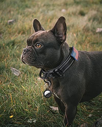 AUBELL Reflective Tactical Heavy Duty Dog Collar with Handle,Black M