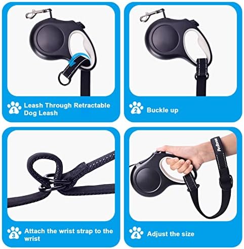 PetBonus 2-Pack Short Dog Leash, Safety Wrist Strap for Retractable Leash