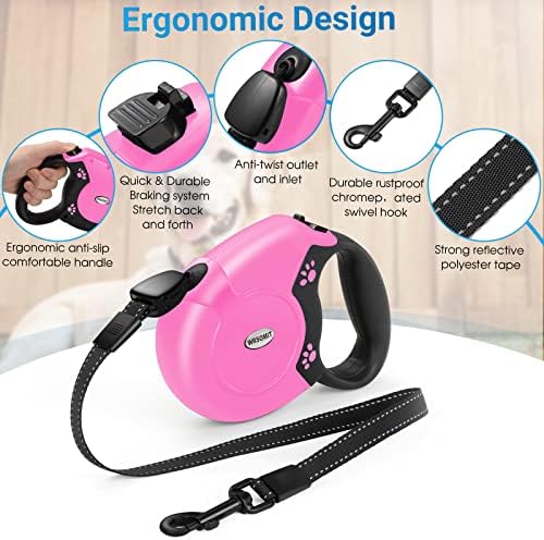 360°No Tangle 26 Ft Retractable Dog Leash for Dogs up to 99lbs