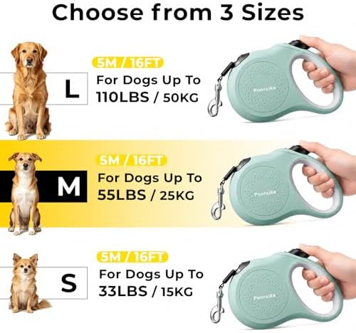 Retractable Dog Leash 16ft for Small & Medium Dogs Up to 55 lbs