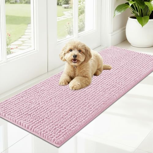 OLANLY Dog Door Mat for Muddy Paws 47x17, Extra Absorbent Chenille Mud Mat