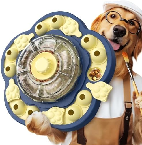 KADTC 3-Level Dog Puzzle Toy, Spin to Release Treat Dispenser & Slow Feeder