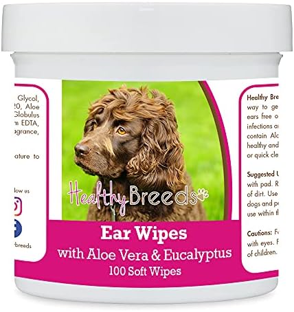 Healthy Breeds Boykin Spaniel Ear Cleaning Wipes with Aloe & Eucalyptus for Dogs 100 Count