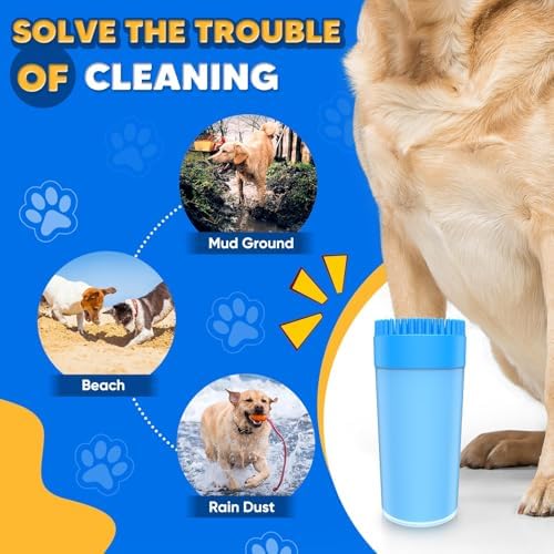 Upgrade 2 In 1 Paw Buddy for Medium Dogs - Muddy Foot Cleaner with Absorbent Towel