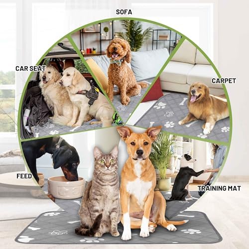 PatiencET Washable Dog Pee Pad, 48" x 65" Extra Large, Super Absorbent Reusable Waterproof Floor & Sofa Protector for Large Dogs, Whelping & Incontinence