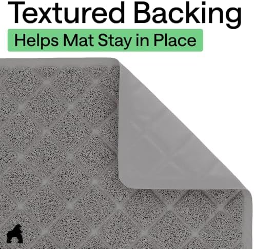 GORILLA GRIP Cat Litter Box Mat, Coiled Mesh Trapping Mats, 17x11 Gray