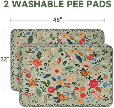 Washable Pee Pads for Dogs 2 Pack, Puppy Pads with Pheromones, 2026 Upgraded PuppyPad 48"x32" Super Absorbent Quick Dry Dog Training Pads, Waterproof & Non-Slip Whelping Pads for Crate,Floor,Sofa