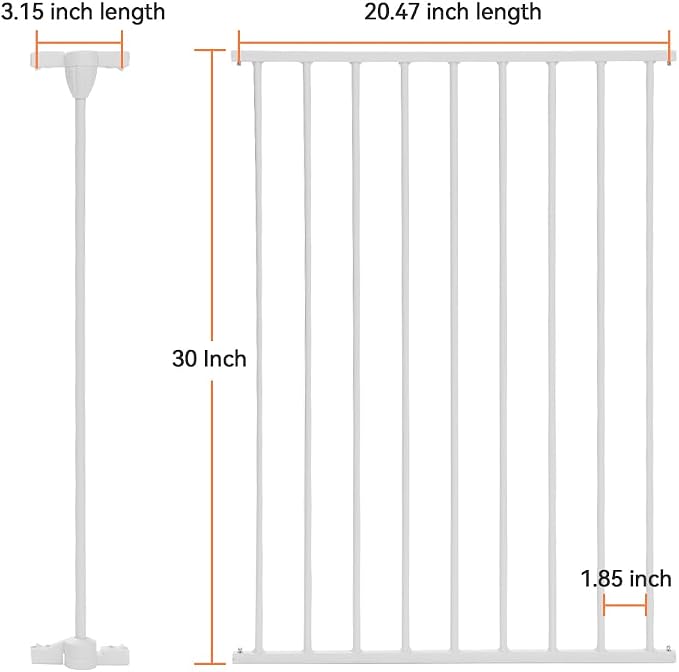 COMOMY Gate Extension 30" Tall, Suitable for 80" /150“/ 198" Wide Iron Fence Door of COMOMY, Create a Spacious and Secure Environment for Your Pets, White（Cannot be Used Alone）