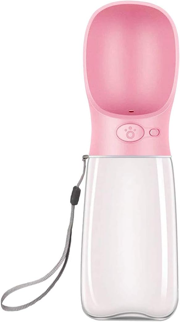 QQPETS Dog Water Bottle Leak Proof Portable High Capacity Drink Cup for Pet Large Dogs Outdoor Walking Hiking Travelling 19 OZ (Pink)