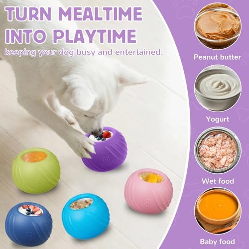 Long-Lasting Dog Lick Toy, Wobbly Dog Enrichment Lick Bowl to Keep Dogs Busy, Interactive Stuffable Dog Treat Feeder for Boredom, Silicone Treat Dispensing Chew Toy(Purple,S)