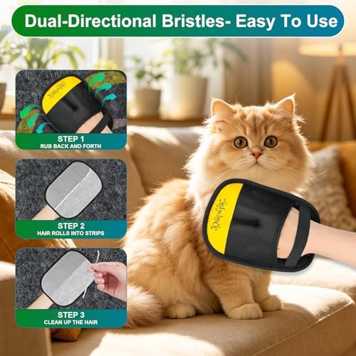 2 Pack Electrostatic Pet Hair Removal Glove for Dogs and Cats