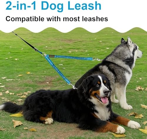 MingXpet 2 Dog Leash, Dog Leash for 2 Dogs, 360° Swivel No Tangle Double Walking Training Leashes for Small Dogs, Comfortable Shock Absorbing Reflective Bungee, Blue