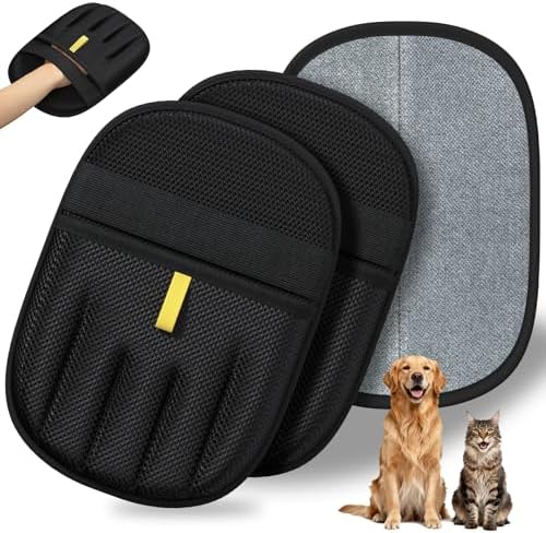 Pet Hair Removal, 2025 Newly Upgraded Five-Finger Electrostatic Pet Hair Removal Glove, Reusable Cat & Dog Hair Remover Tool for Clothing, Couch, Furniture, Carpet, Car Seat, Cat Grooming Glove -2 PCS