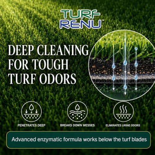 Bio-Enzymatic Artificial Turf Cleaner & Pet Urine Odor Eliminator Bundle, 32 oz Hose-End Hydro Sprayer + 1-Gallon Refill, for Synthetic Grass, Patios, Concrete & Kennels