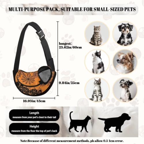 COEQINE Gothic Pet Carrier Sling for Dogs Crossbody Purse for Woman Travel