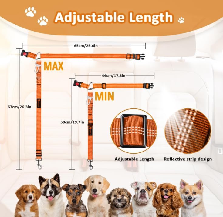 Laqibak Removable Dog Seat Belt Harness for Car, 3 in 1 Pet Seatbelt Leash