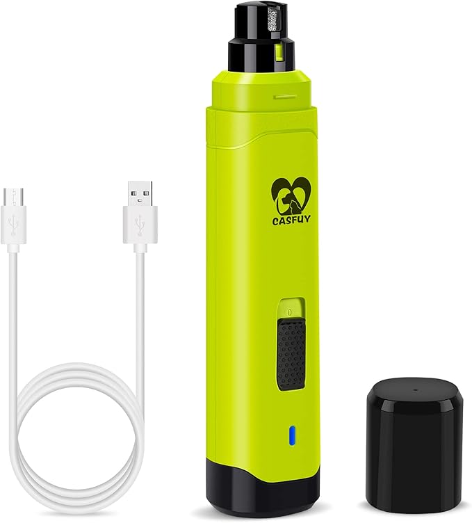 Casfuy Dog Nail Grinder Upgraded - Professional 2-Speed Whisper-Quiet Electric Pet Nail Trimmer Painless Paws Grooming & Smoothing for Small Medium Large Dogs & Cats (Green)