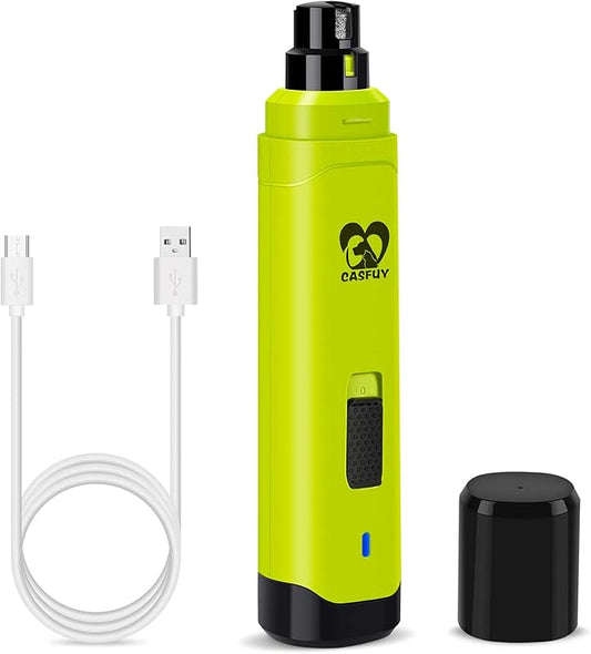Casfuy Dog Nail Grinder Upgraded - Professional 2-Speed Whisper-Quiet Electric Pet Nail Trimmer Painless Paws Grooming & Smoothing for Small Medium Large Dogs & Cats (Green)
