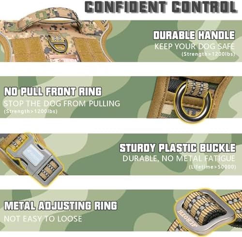 AUROTH Tactical Dog Harness for Extra Large Dogs, Heavy Duty No Pull Vest