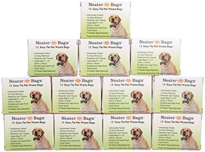 Neater Pet Brands Neater Bags Dog Waste Bag, No Rolls to Fuss With - Dog Poop Bags Dispense One at a Time, Doggie Poop Bag with Easy-Tie Handles (180 Count)
