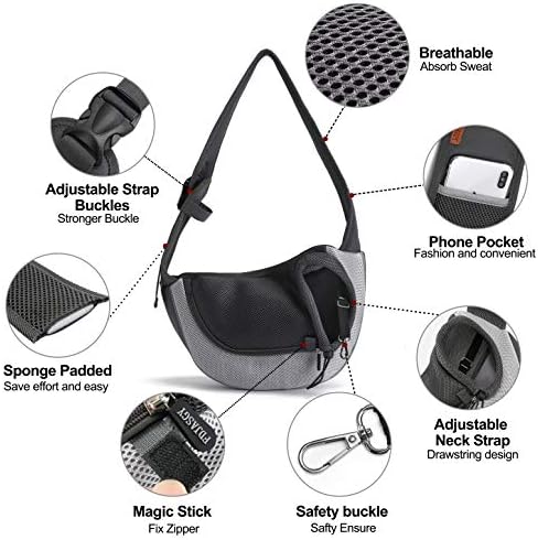 FDJASGY Pet Sling Carrier for Small Dogs Cats,Breathable Mesh Travelling Hand Free Puppy Backpack with Pouch and Adjustable Strap Carrier