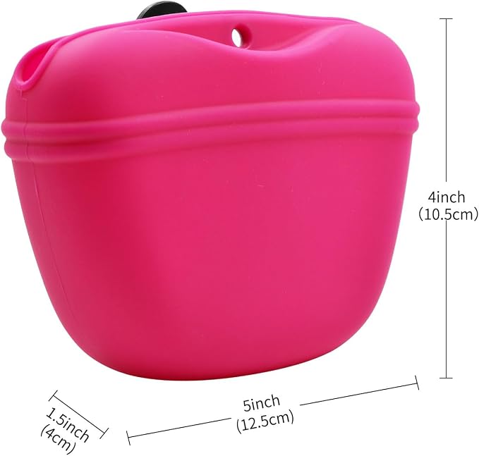 AUDWUD Silicone Dog Treat Pouch with Clicker Magnetic Closure Secure Clip | Upgraded clip keeps your treat pouch secure during training.Magnetic closure allows fast one hand access.Includes dog click