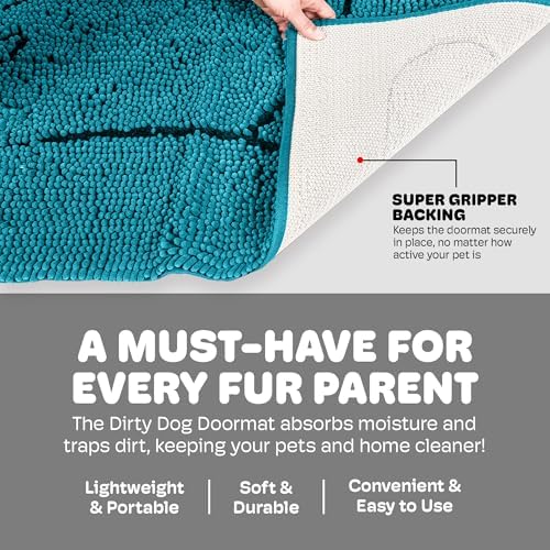 Dog Gone Smart Cat Litter Mat - Super Absorbent Microfiber - Plush Surface Traps Litter, Dirt & Moisture - Washable - Built with Double Basting & Stitching for Lasting Use -Pacific Blue, 35 x 26 In