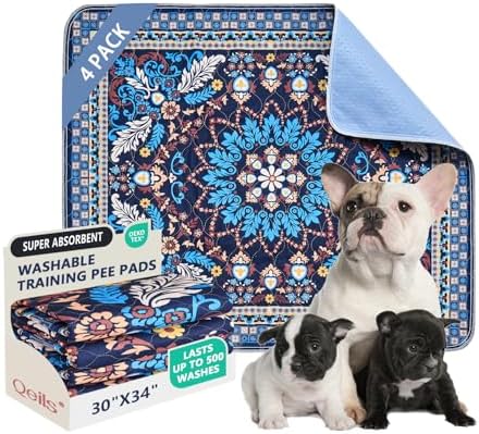 Qeils Washable Pee Pads, Super Absorbent Puppy Pads, 2 Pack 30"x34"