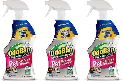 OdoBan Pet Solutions Oxy Stain Remover, Pet Stain Eliminator, 3-Pack, 32 Ounce Spray Each