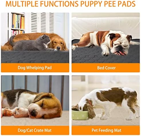 Pet Training Pads 2 Pack 26x40 Inch - 4-Layer Waterproof Non-Slip Dog Pee Pads ,Washable Reusable Absorbent Mats for Puppy/Senior Dog Crate, Bedding, Car Seat & Hardwood Floor (Beige & Gray)