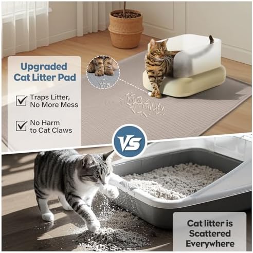 Lorvain Cat Litter Mats,45"x30" Extra Large Silicone Cat Mat for Litter Box