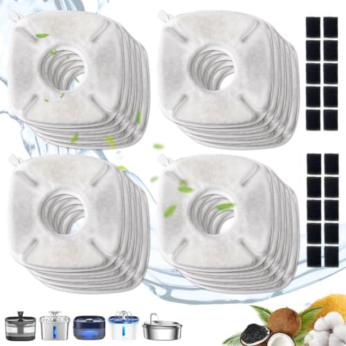40 Packs Compatible with Veken Pet Cat Water Fountain Filters Replacement