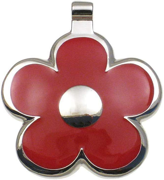 LuckyPet Flower Jewelry Pet ID Tag for Dogs and Cats, Easy to Read Personalized Engraving on Back Side, Small, Red