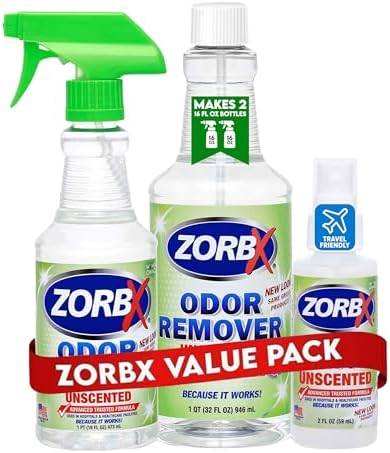 ZORBX Unscented Odor Remover Spray Set, 2+16+32 Oz, Hospital-Grade