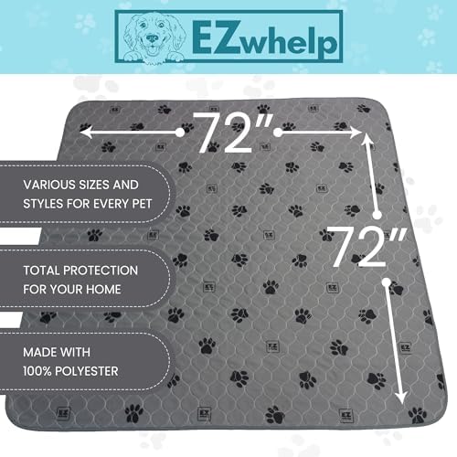 EZwhelp Reusable Quick-Dry Pee Pad, Waterproof Non-Slip 72x72 in, 1 Pack
