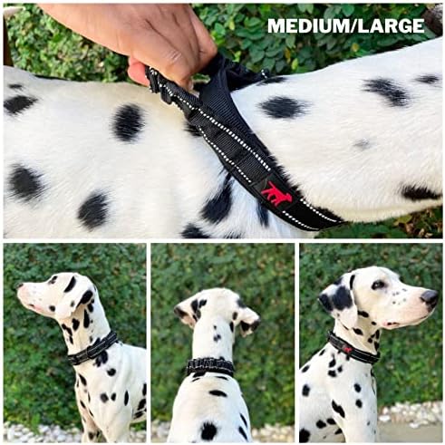 Tuff Pupper Heavy Duty Dog Collar with Handle | Ballistic Nylon Heavy Duty Collar | Padded Reflective Dog Collar with Adjustable Stainless Steel Hardware | Convenient Sizing for All Breeds