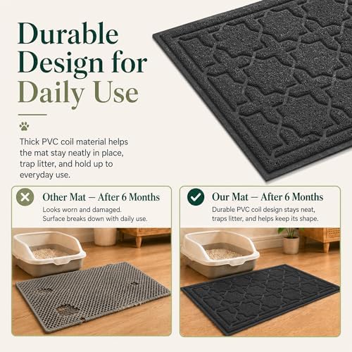 Yimobra Cat Litter Mat, Waterproof Litter Trapping Mat, 47x36, Black