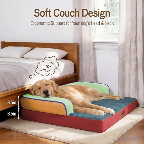 Comfort Expression Washable Dog Bed with Bolster for Medium to Large Dogs
