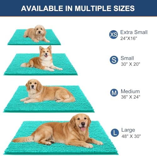 OLANLY Dog Door Mat for Muddy Paws 30x20, Extra Absorbent Chenille Mud Mat