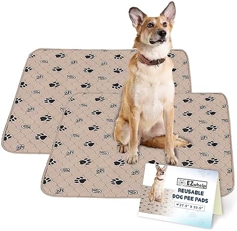 EZwhelp Reusable Dog Pee Pads, Washable Mat 27.5x29.5 in, 2 Pack