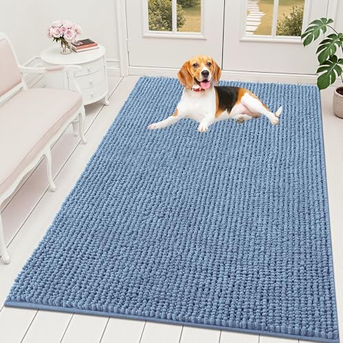OLANLY Dog Door Mat for Muddy Paws 59x35, Extra Absorbent Chenille Mud Mat